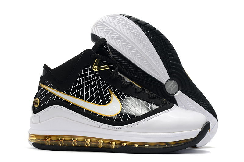 2020 Nike Lebron James VII Black Yellow Gold White Shoes
